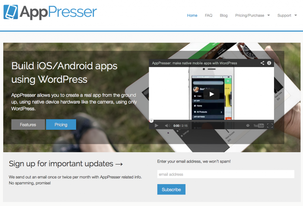 Appramverk som integrerar phonegap med wordpress
