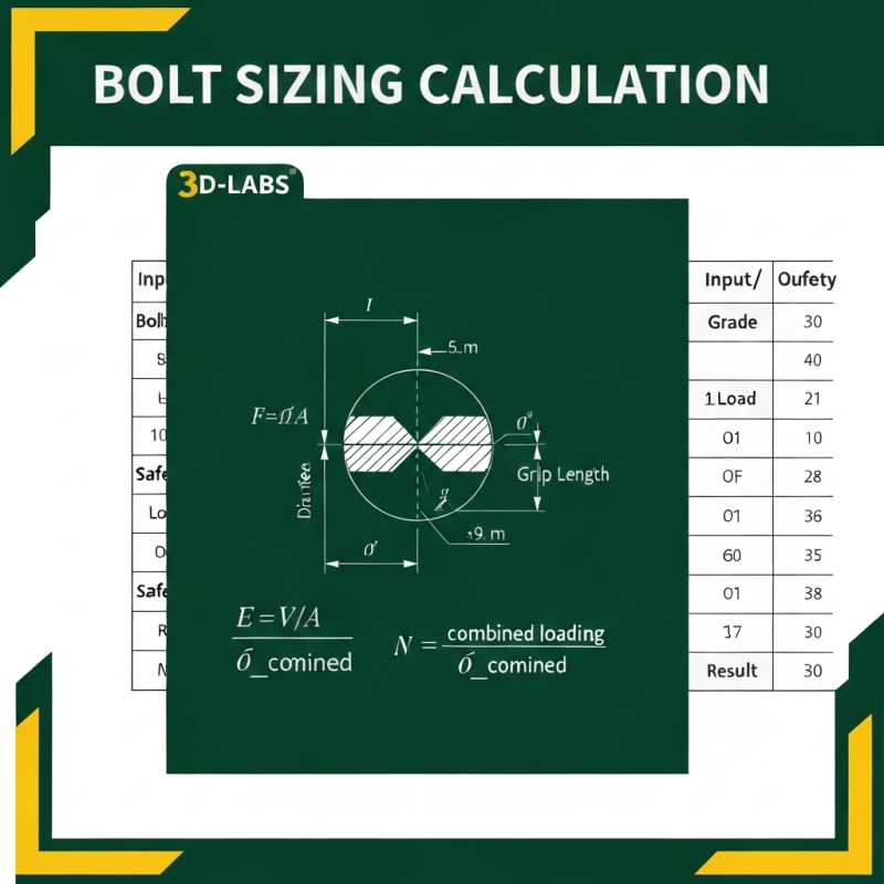 Bolt Sizing Calculation (Tension, Shear, Combined Loading)