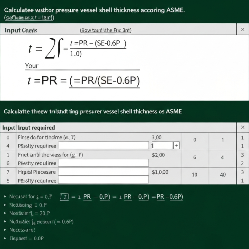 Pressure Vessel Shell Thickness Calculation (ASME)