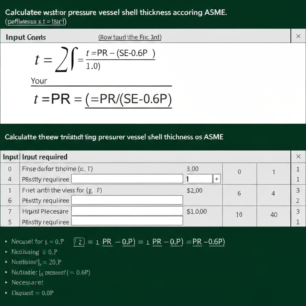 Pressure Vessel Shell Thickness Calculation (ASME)