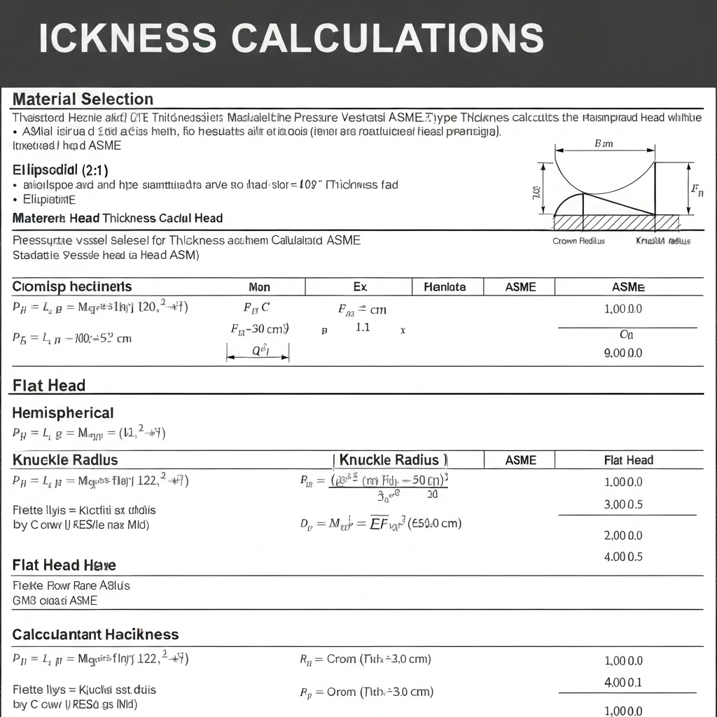 Pressure Vessel Head Thickness Calculation (Elliptical & Hemispherical)