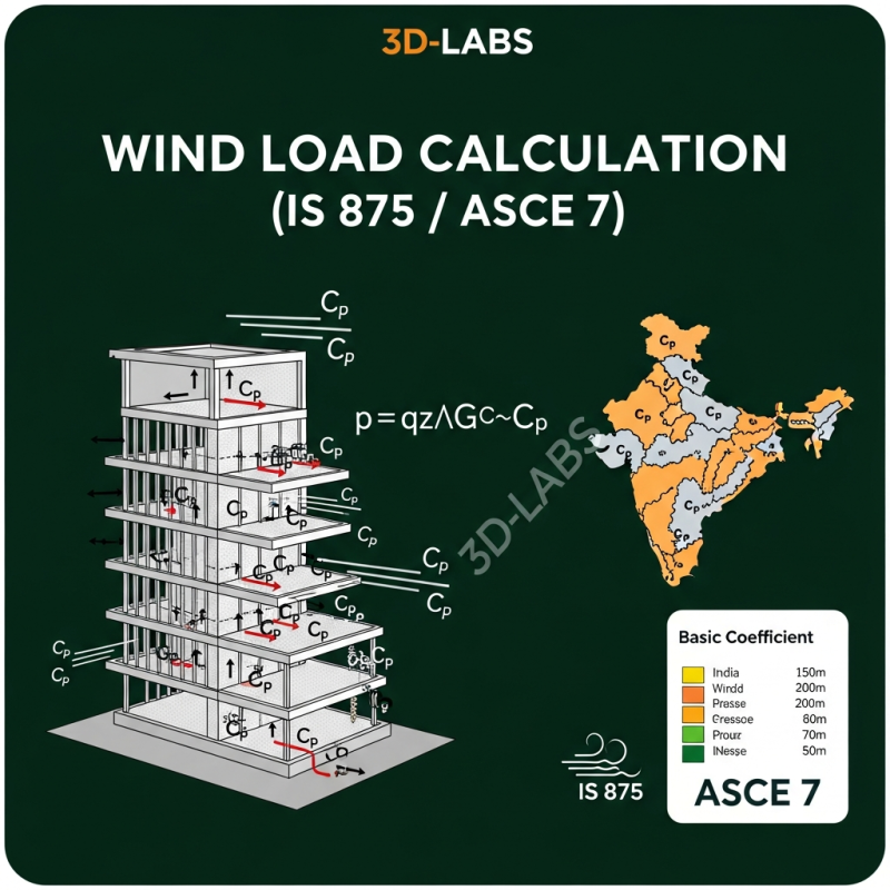 Wind Load Calculation (IS 875 / ASCE 7)