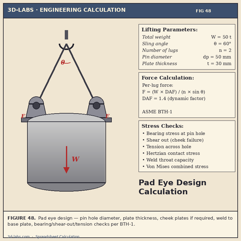 Pad Eye Design Calculation — Lifting Pad Eye Excel