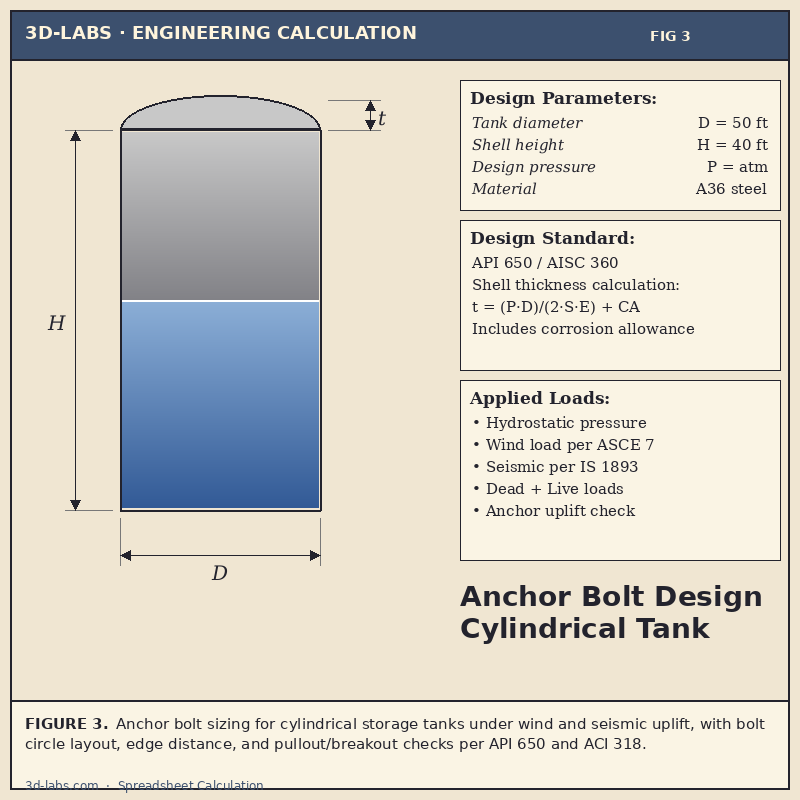 Anchor Bolt Design for Cylindrical Tank Calculation