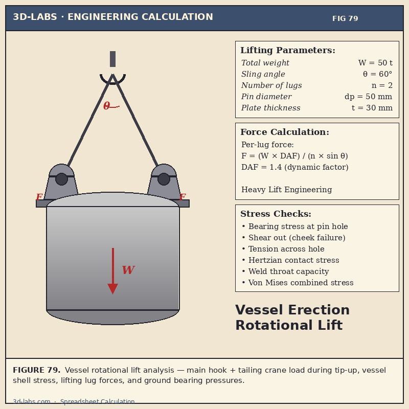 Vessel Erection — Rotational Lift Calculation — Tall Vessel Erection Excel