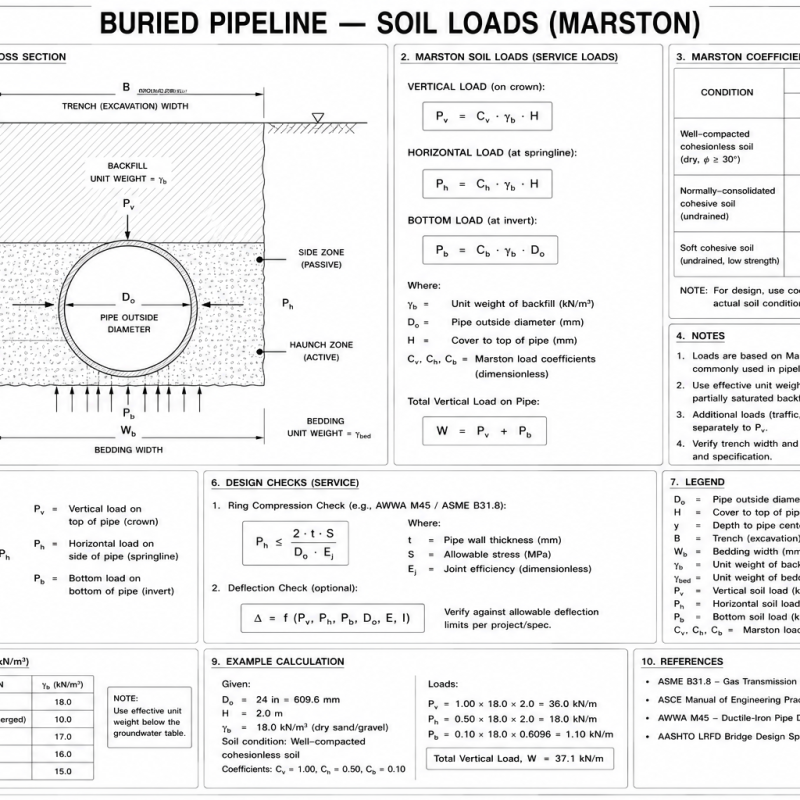 Buried Pipeline — Soil Loads (Marston / AWWA M11)