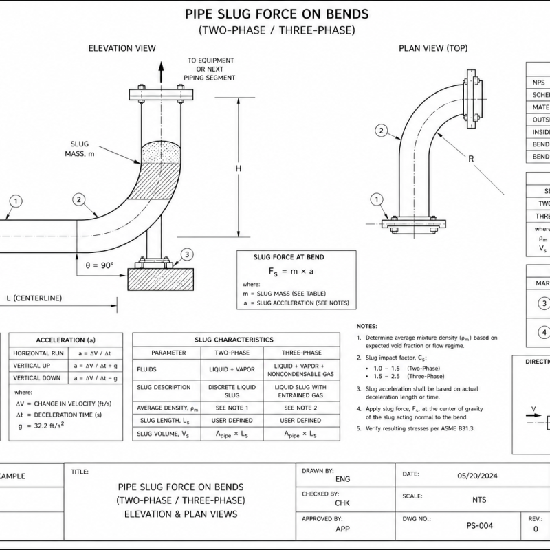 Pipe Slug Force on Bends (Two-Phase / Three-Phase)