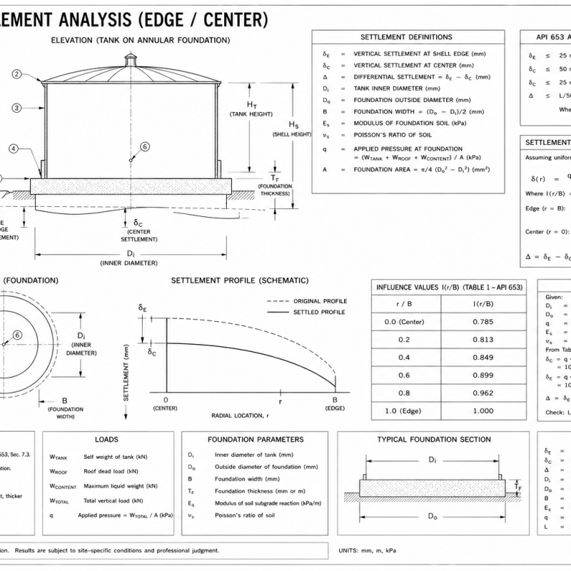 API 653 — Settlement Analysis (Edge / Center)