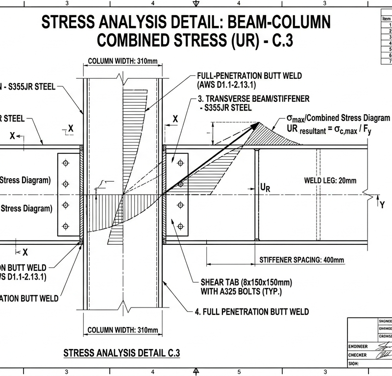 Steel Beam-Column Combined Stress (Beam-Column UR)