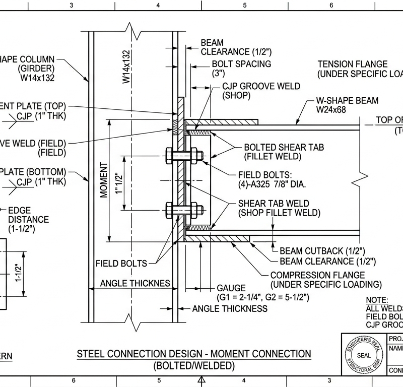 Steel Connection Design — Moment Connection (Bolted/Welded)