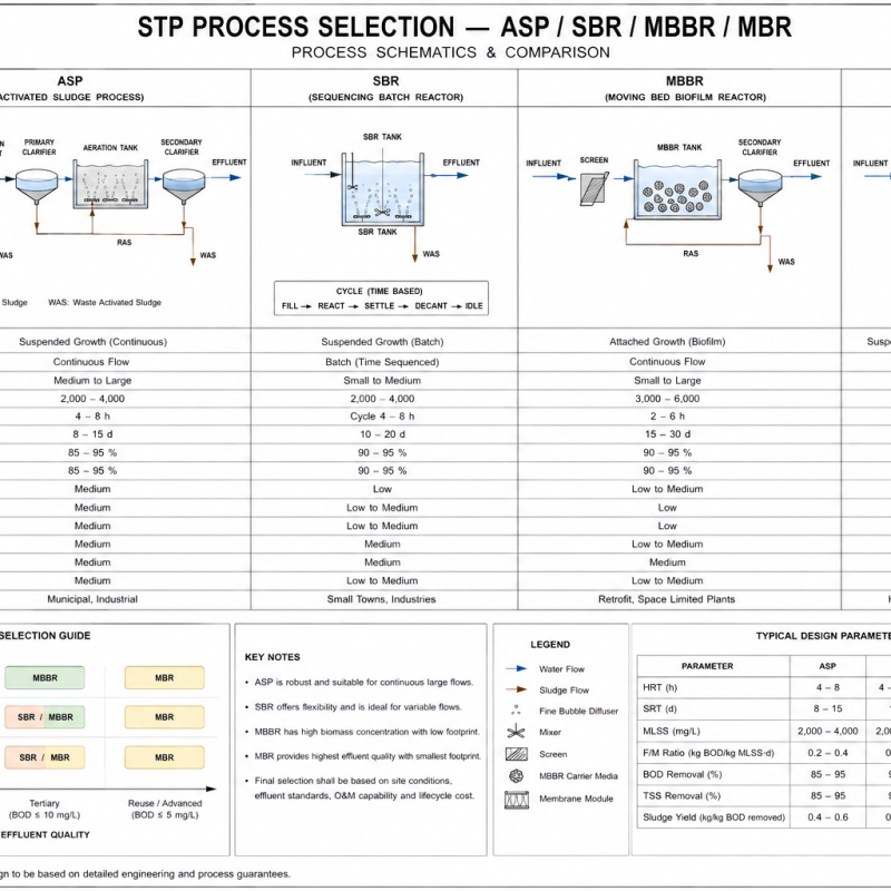 STP Process Selection — ASP / SBR / MBBR / MBR