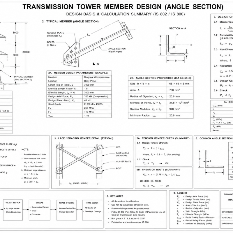 Transmission Tower Member Design (Angle Section)