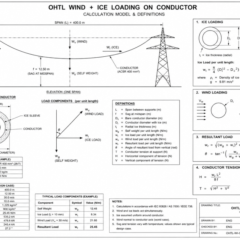 OHTL Wind + Ice Loading on Conductor