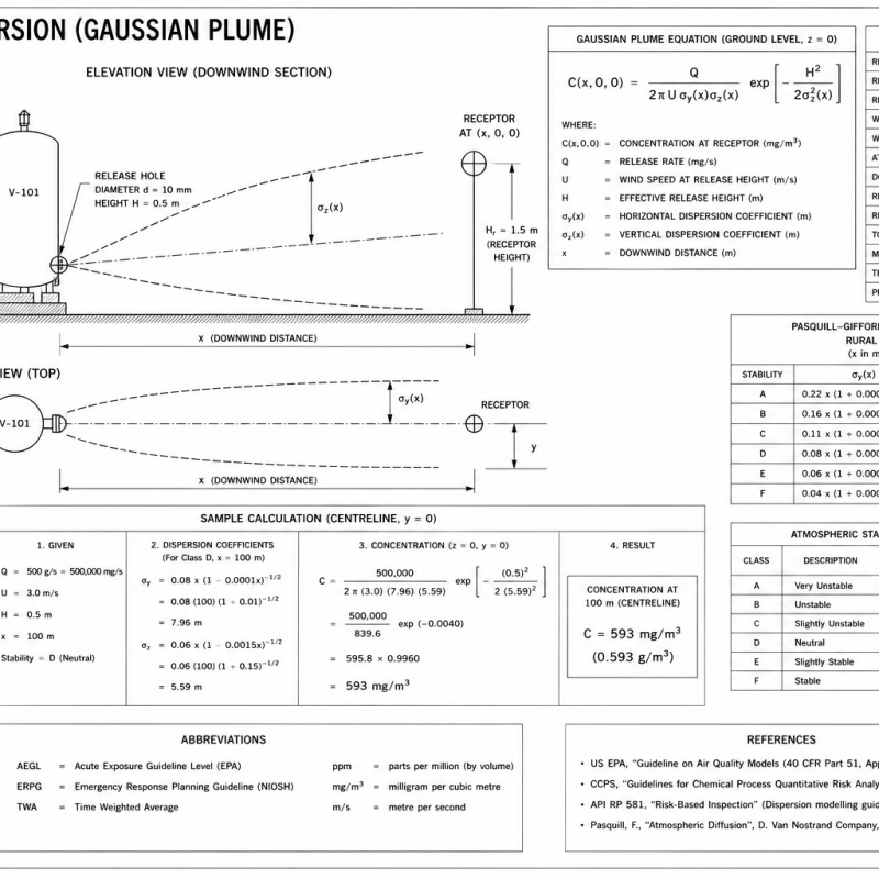 Toxic Gas Dispersion (Gaussian Plume)