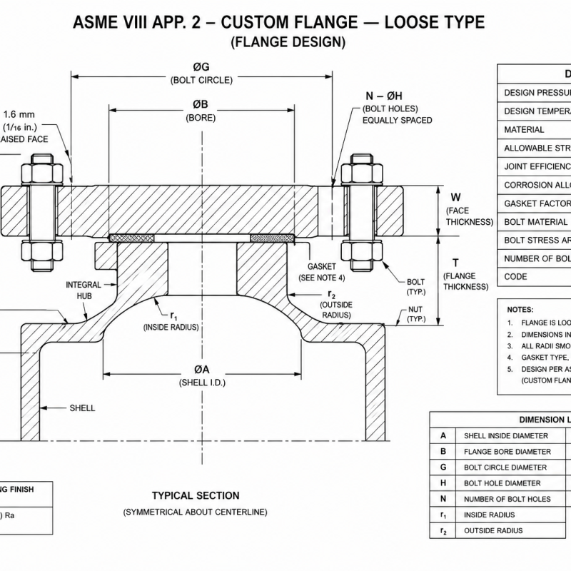 ASME VIII App. 2 Custom Flange — Loose Type