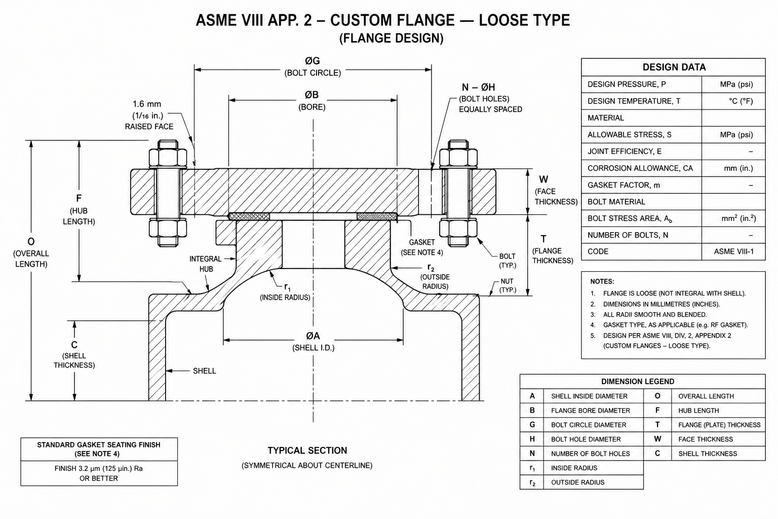 ASME VIII App. 2 Custom Flange — Loose Type