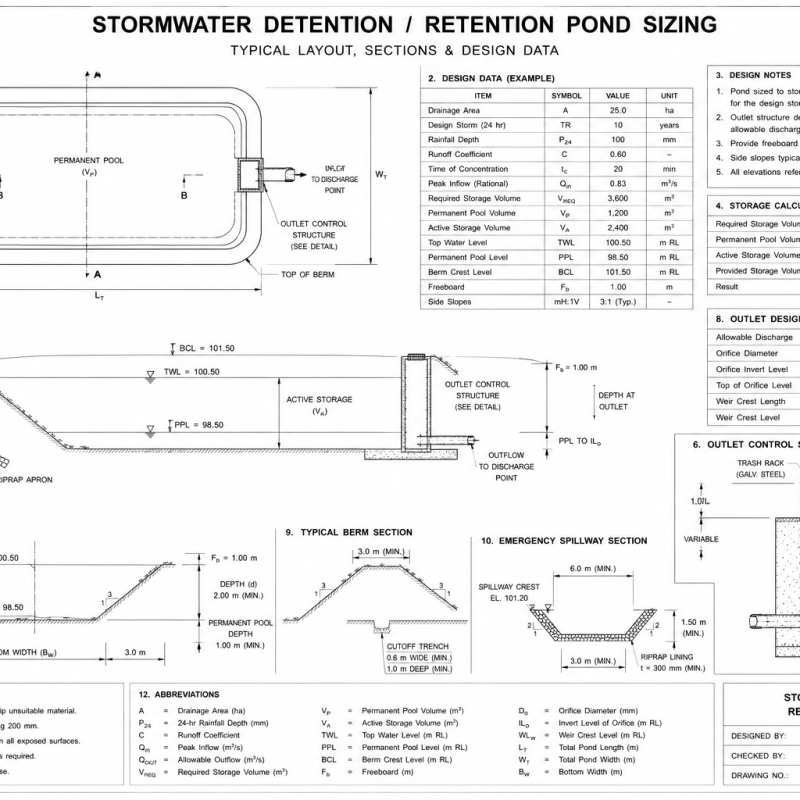 Stormwater Detention / Retention Pond Sizing