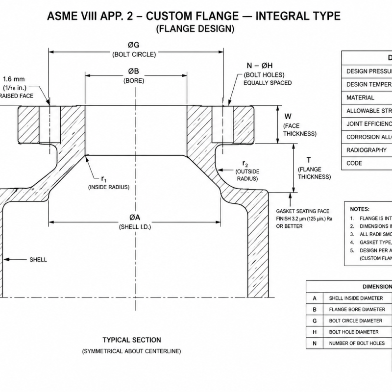 ASME VIII App. 2 Custom Flange — Integral Type