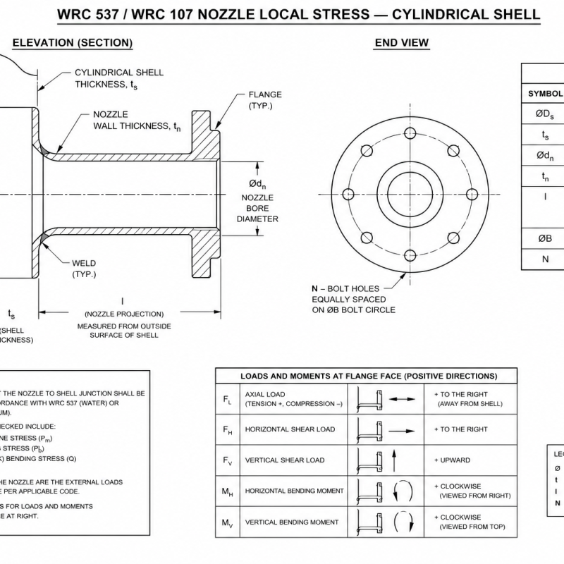 WRC 537 / WRC 107 Nozzle Local Stress — Cylindrical Shell