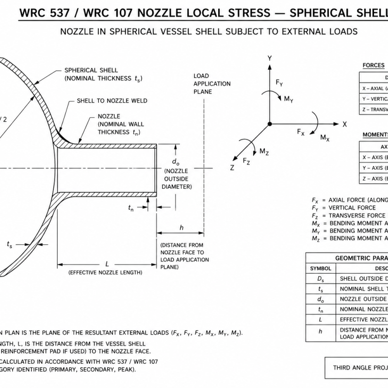 WRC 537 / WRC 107 Nozzle Local Stress — Spherical Shell