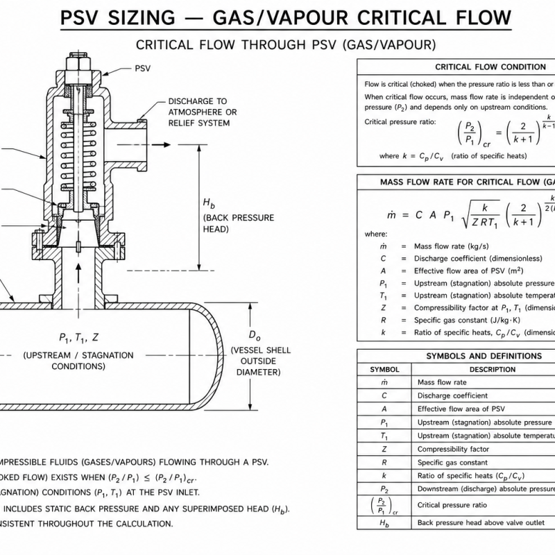 PSV Sizing — Gas/Vapour Critical Flow