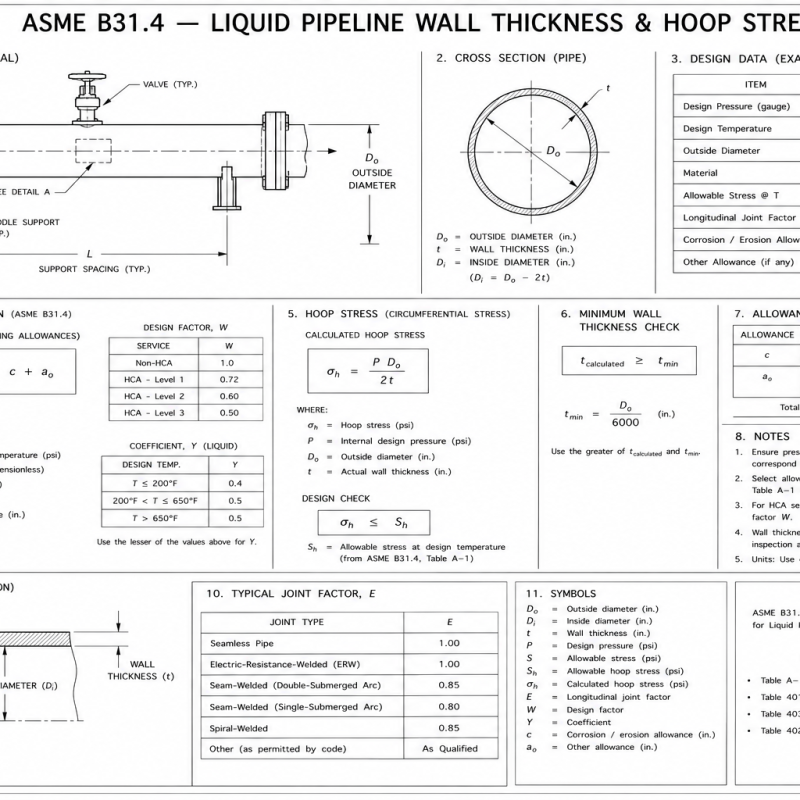 ASME B31.4 — Liquid Pipeline Wall Thickness & Hoop Stress