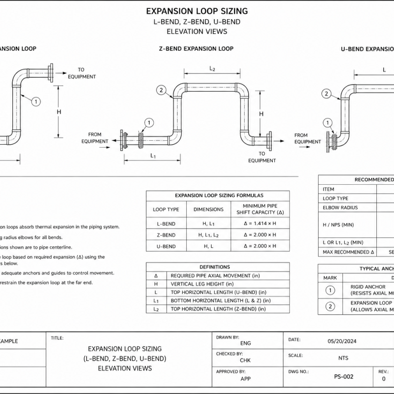 Expansion Loop Sizing (L-bend, Z-bend, U-bend)