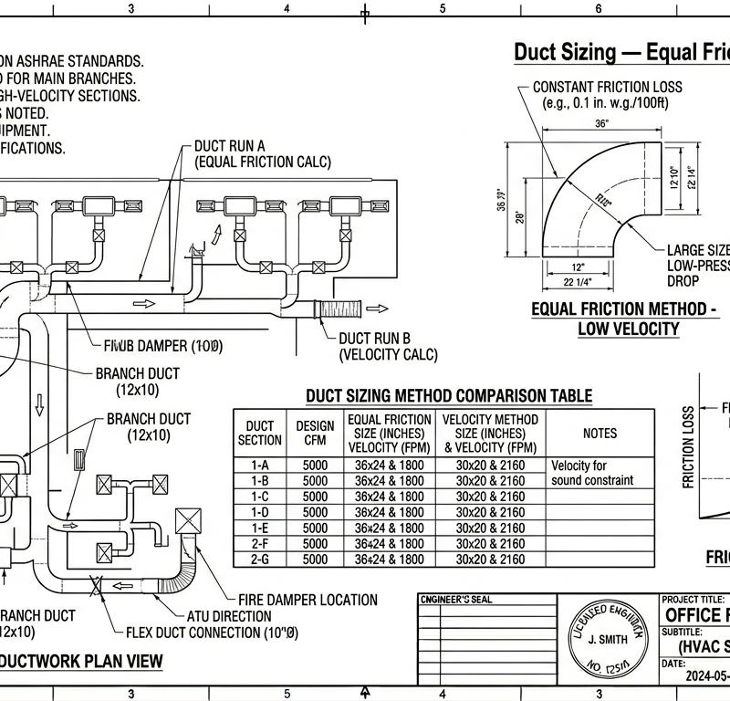Duct Sizing — Equal Friction / Velocity Method