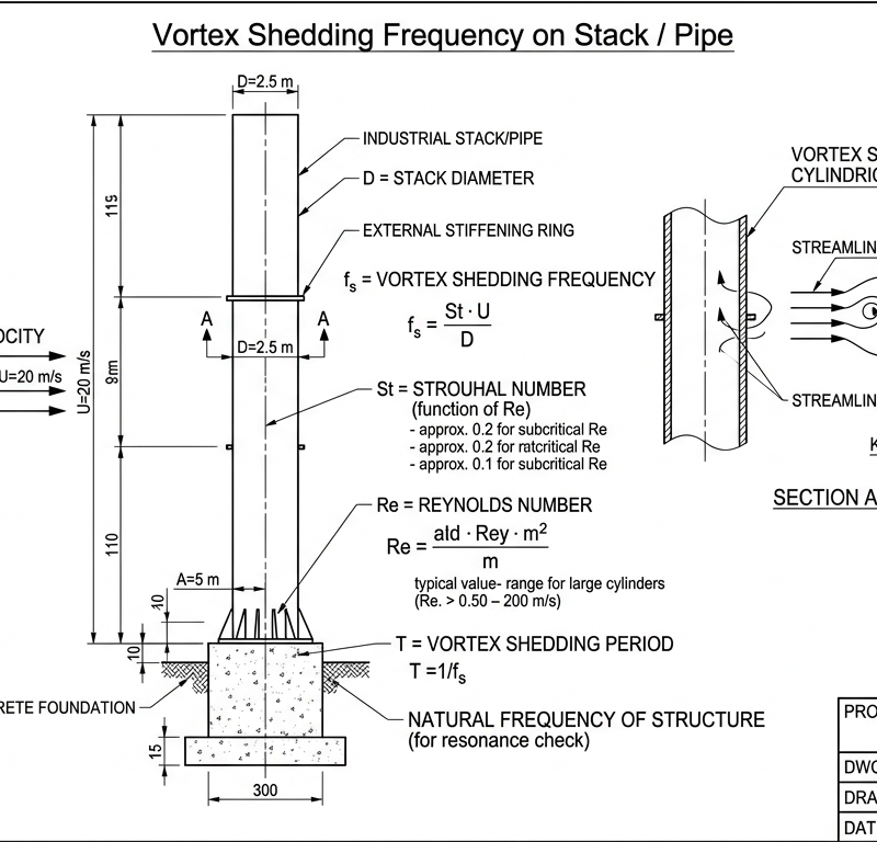 Vortex Shedding Frequency on Stack / Pipe