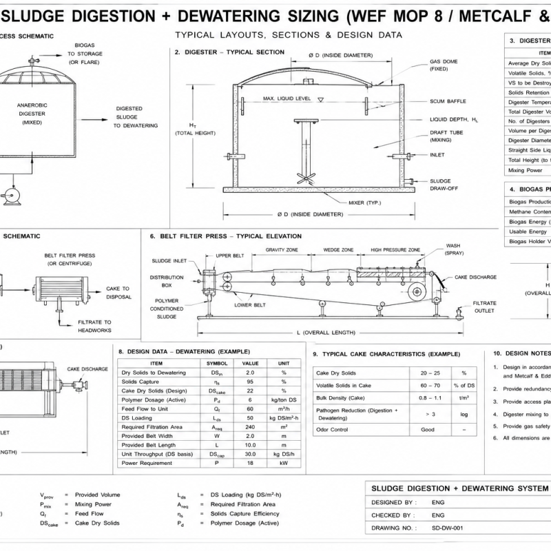 Sludge Digestion + Dewatering Sizing