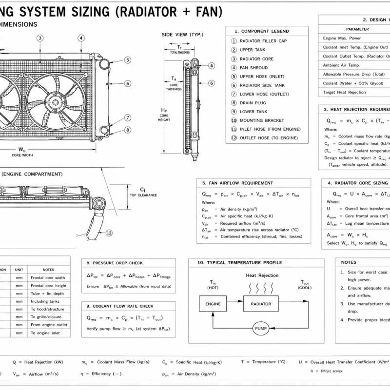 Engine Cooling System Sizing (Radiator + Fan)
