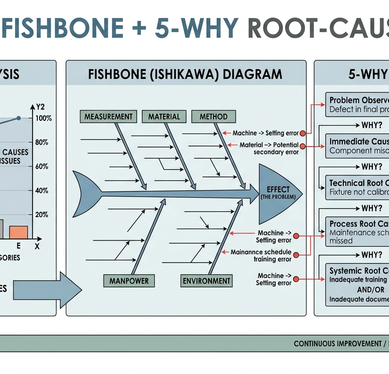 Pareto + Fishbone + 5-Why Root-Cause Bundle