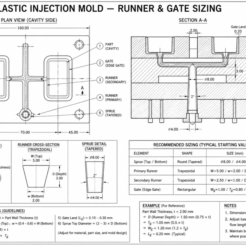 Plastic Injection Mold — Runner & Gate Sizing