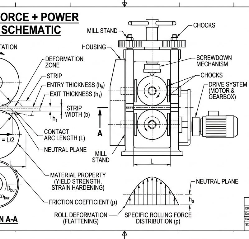 Rolling Mill Force + Power Calculation