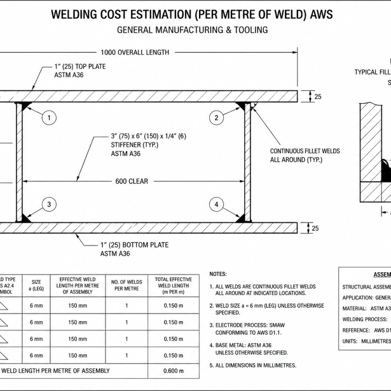 Welding Cost Estimation (per metre of weld)