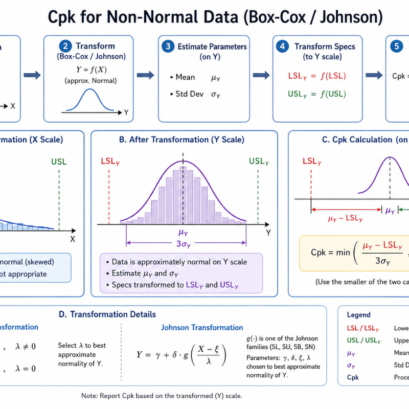 Cpk for Non-Normal Data (Box-Cox / Johnson)