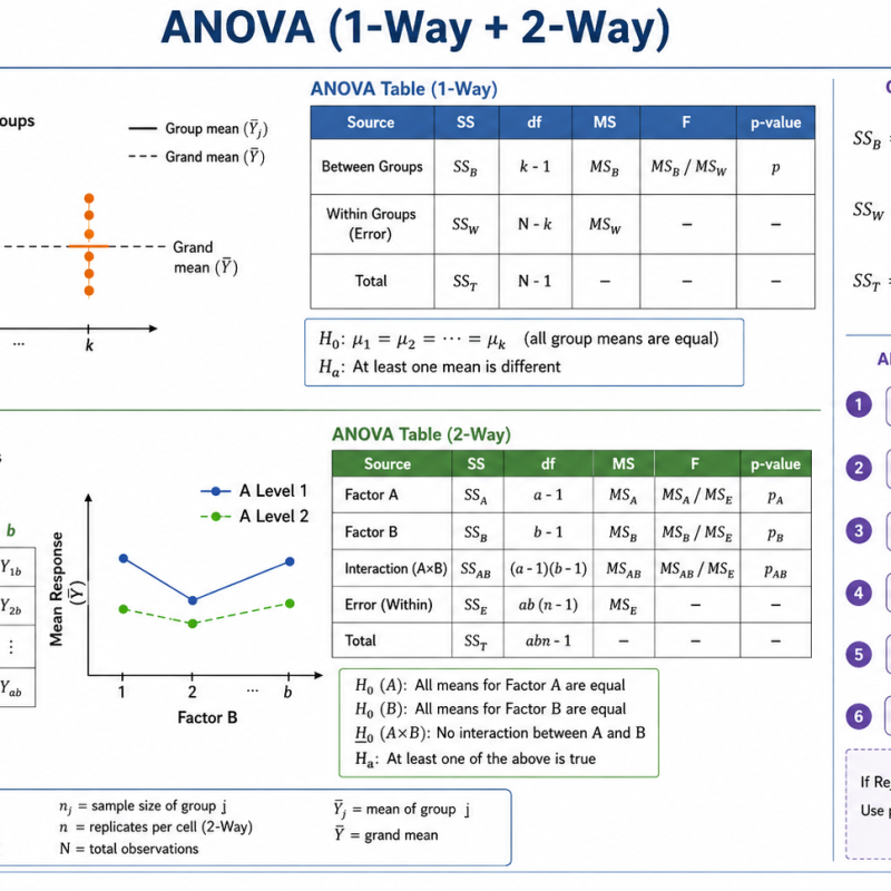 ANOVA (1-Way + 2-Way)