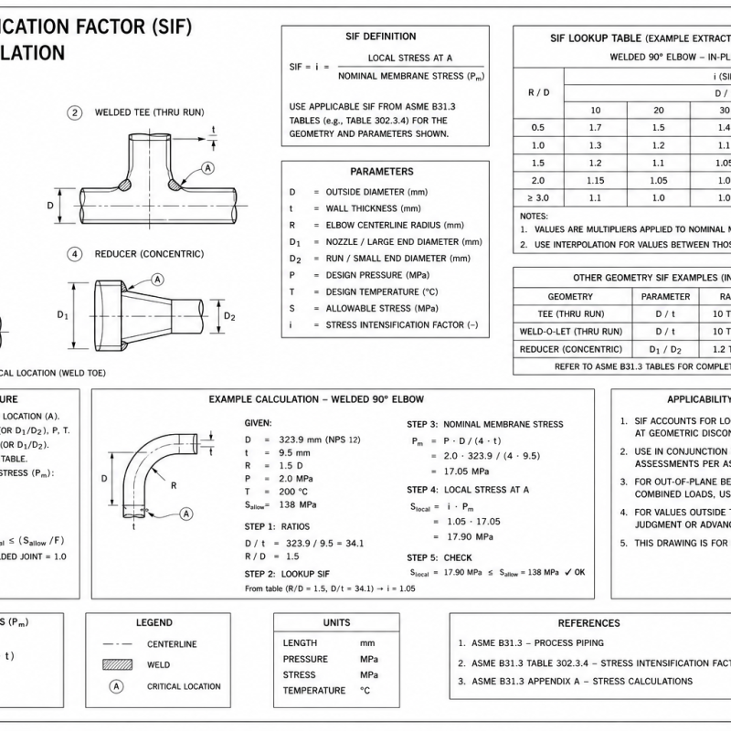 Stress Intensification Factor (SIF) Lookup & Calculation