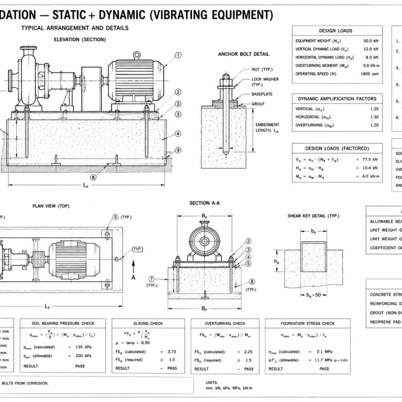 Equipment Foundation — Static + Dynamic (Vibrating Equipment)