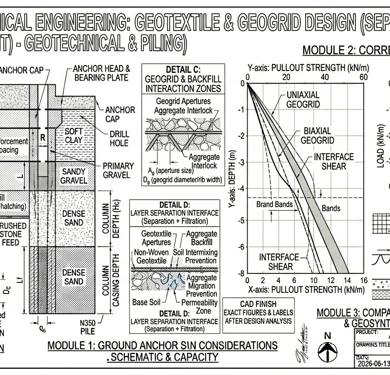 Geotextile / Geogrid Design (Separation + Reinforcement)