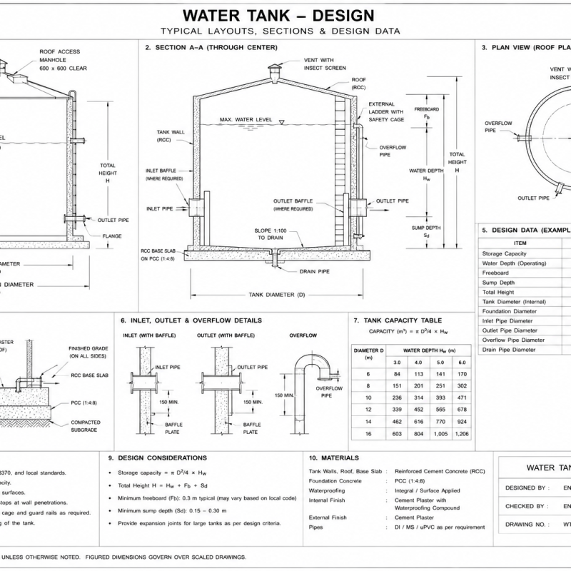 Water Tank Hydraulics — Inflow / Outflow / Detention
