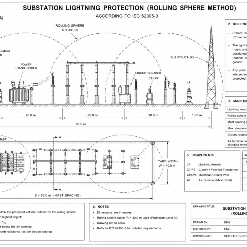 Substation Lightning Protection (Rolling Sphere)