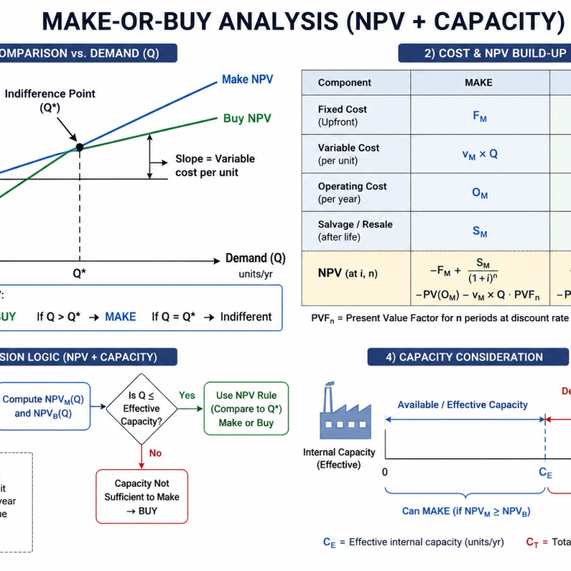 Make-or-Buy Analysis (NPV + Capacity)