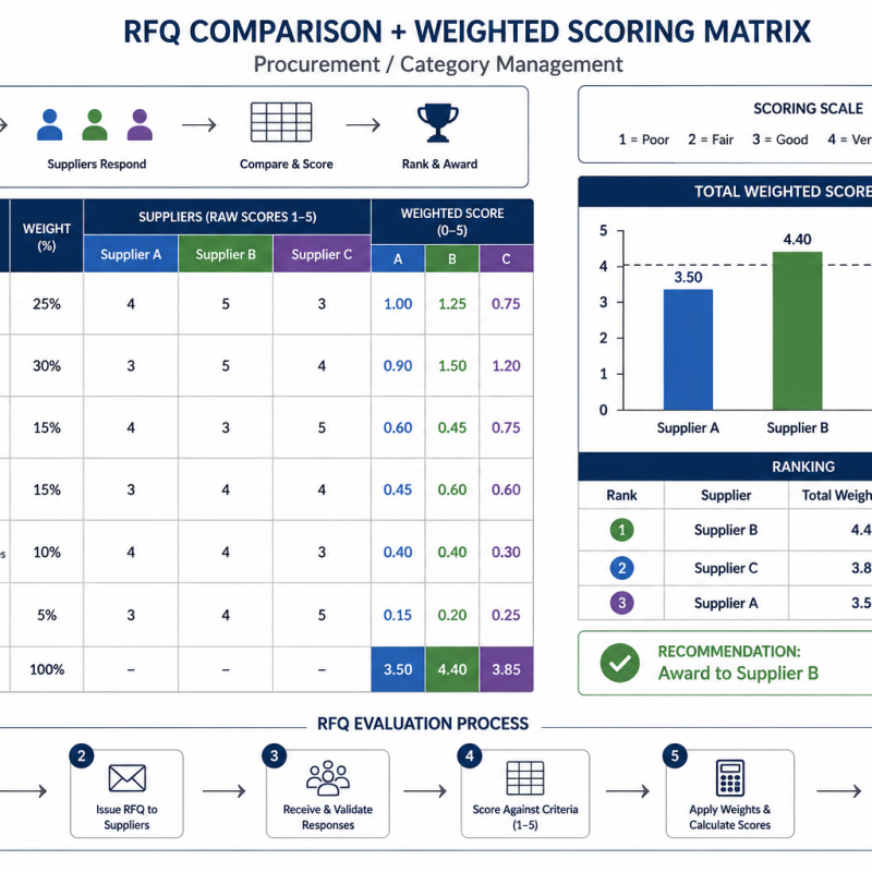 RFQ Comparison + Weighted Scoring Matrix