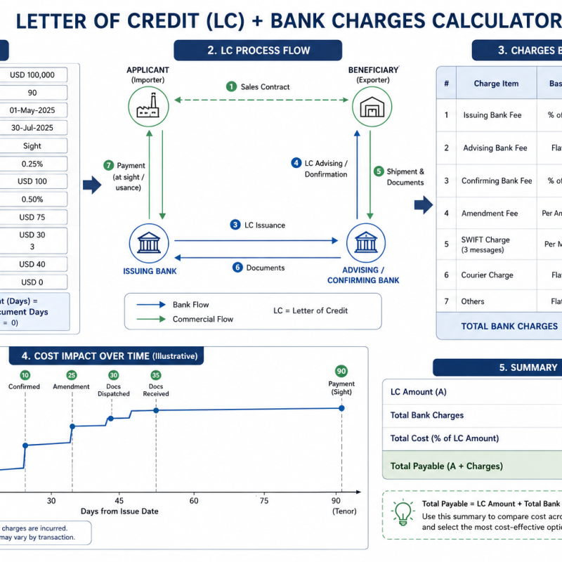 Letter of Credit (LC) + Bank Charges Calculator