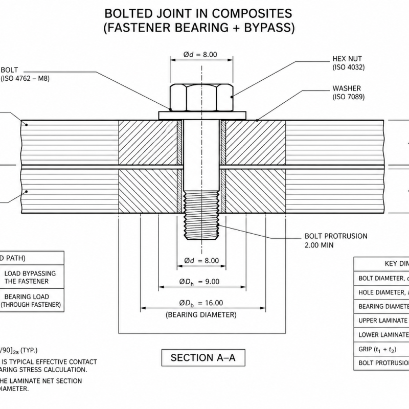 Bolted Joint in Composites (Fastener Bearing + Bypass)