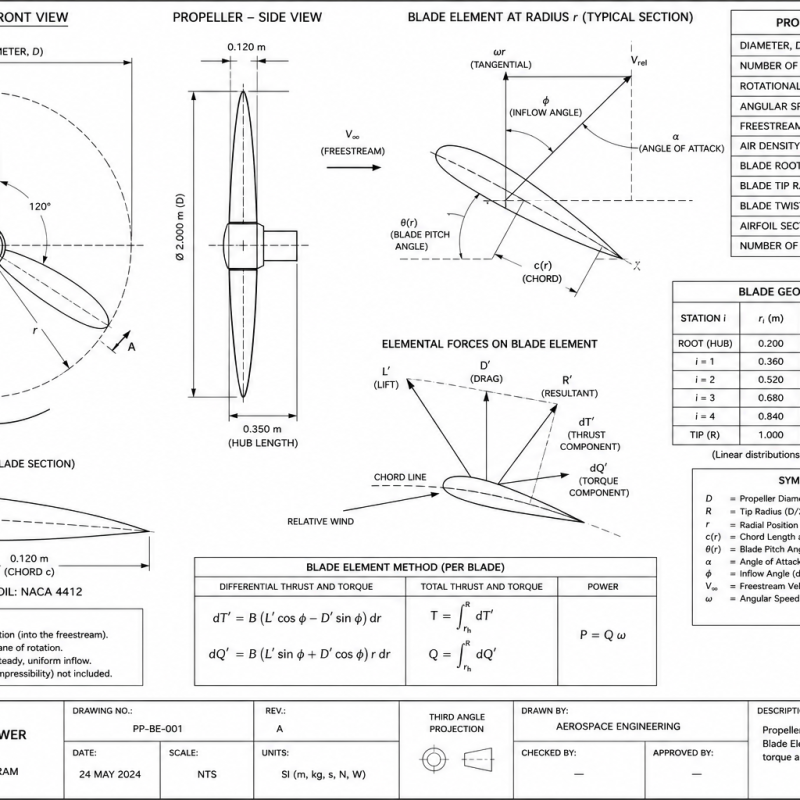 Propeller Thrust + Power (Blade Element)