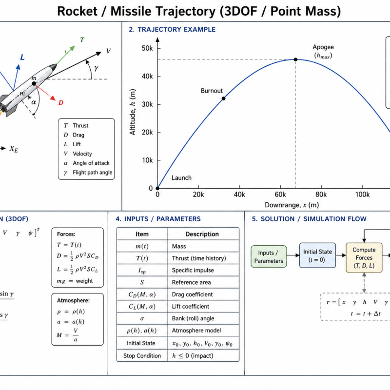 Rocket / Missile Trajectory (3DOF / Point Mass)