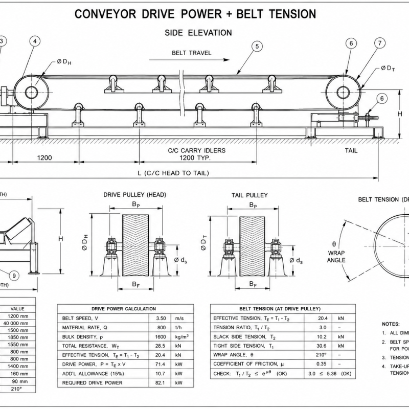 Conveyor Drive Power + Belt Tension