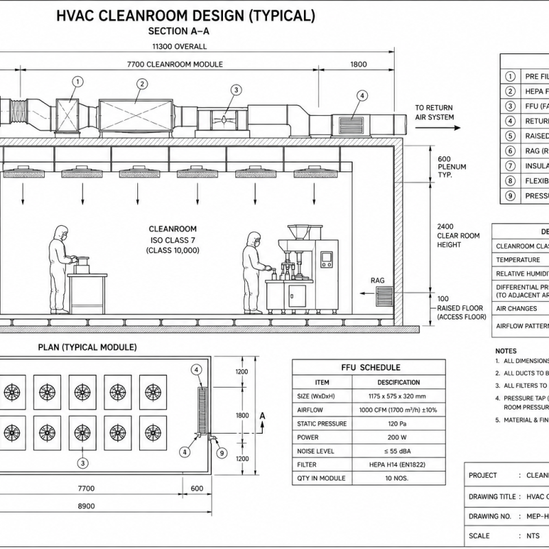 HVAC Cleanroom Design — ISO 14644 Air Changes